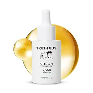 Hair Growth Serum - Copper Peptides GHK-CU & Carbon 60 - Thicker Hair, Beard, Lashes, and Brows. One Month Supply