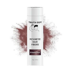 Truth Guy Magnetic Hair Building Fibers for Thinning Hair - Adds Volume & Thickness with Static Electricity Technology - Easy Application for Men & Women, Quick Results, Mess-Free. 2 oz. Medium Brown